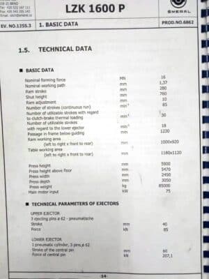 Pressa per stampaggio a caldo Smeral LZK 1600 P - 1600 ton (Foto 7)