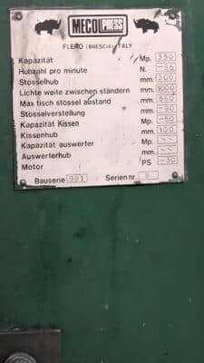 Pressa per stampaggio a caldo Mecolpress SEO 35 - 350 ton (Foto 2)