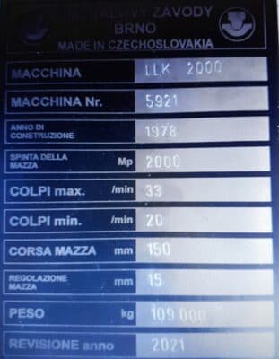 Pressa a ginocchiera Smeral LLK 2000 - 2000 ton (Foto 4)