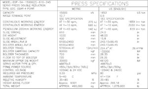 Pressa per stampaggio Aida DSF-S4-15000-610-245 - 1500 ton (ID:75935) - Dabrox.com